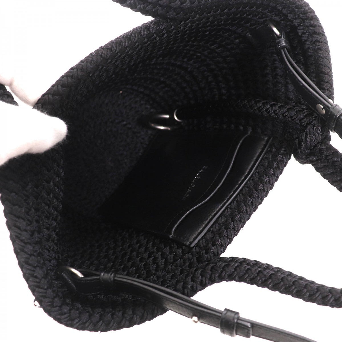 BALENCIAGA Shoulder Bag 695612 Nylon/Lambskin black Ibiza Small