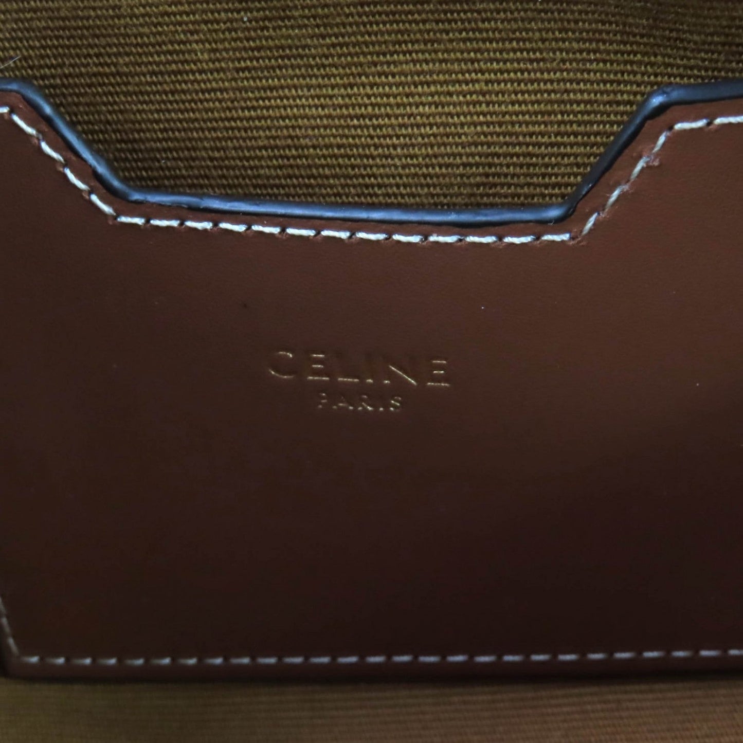 CELINE Cosmetics Pouch 4M5032CZJ leather Brown Cosmetic Lipstick Pouch