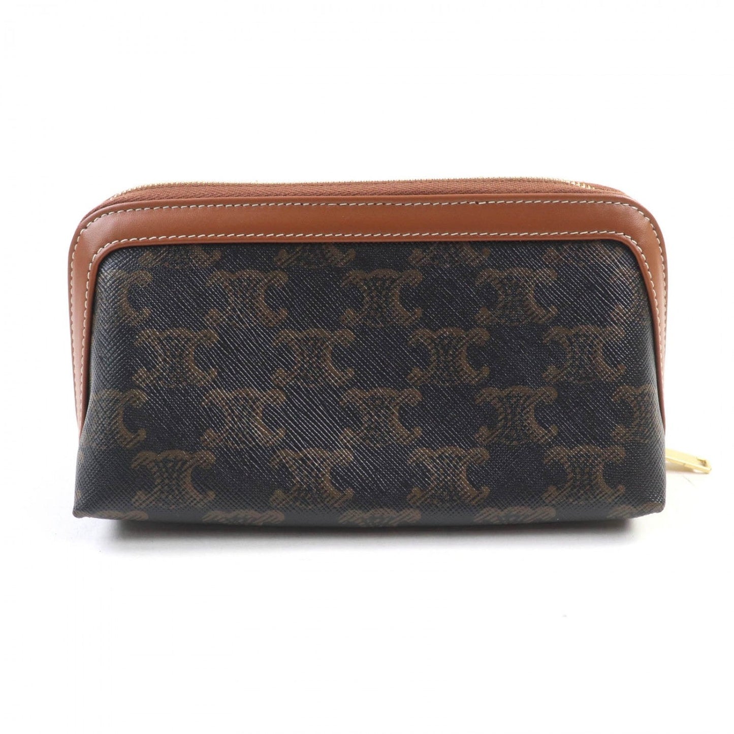 CELINE Cosmetics Pouch 4M5032CZJ leather Brown Cosmetic Lipstick Pouch