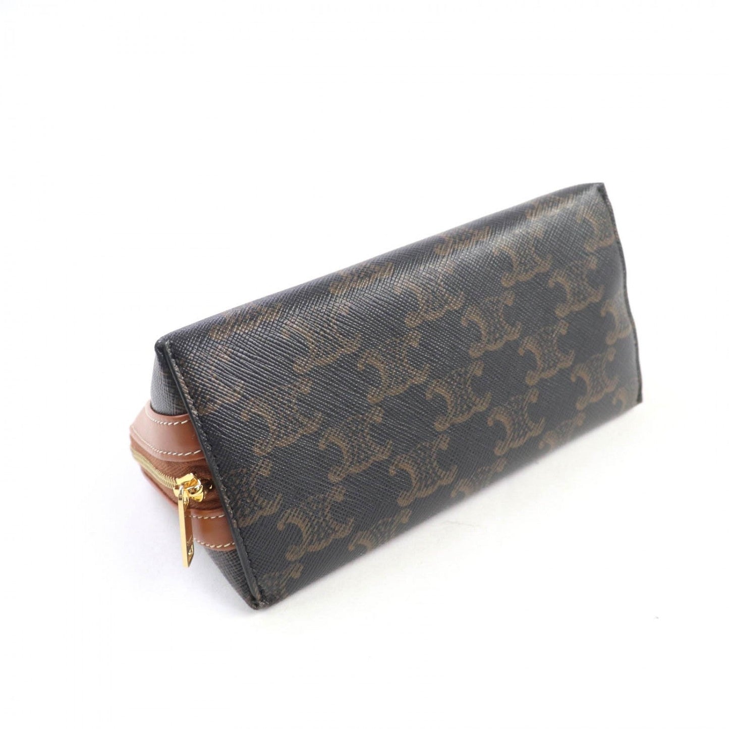 CELINE Cosmetics Pouch 4M5032CZJ leather Brown Cosmetic Lipstick Pouch