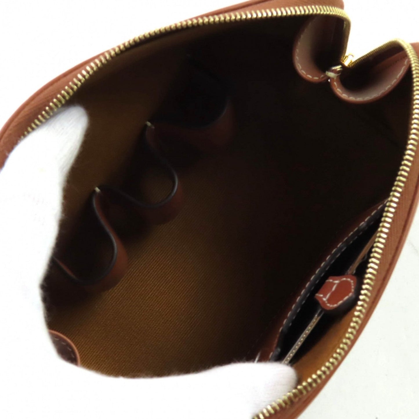 CELINE Cosmetics Pouch 4M5032CZJ leather Brown Cosmetic Lipstick Pouch