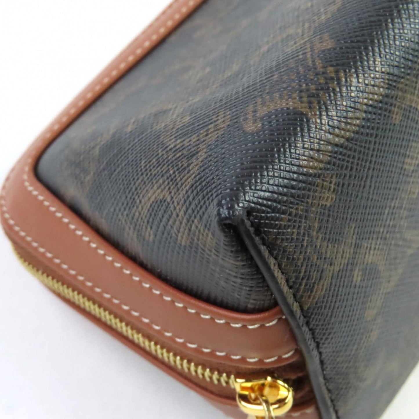 CELINE Cosmetics Pouch 4M5032CZJ leather Brown Cosmetic Lipstick Pouch