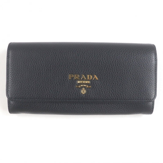 PRADA Long Wallet Purse 1MH132 leather black