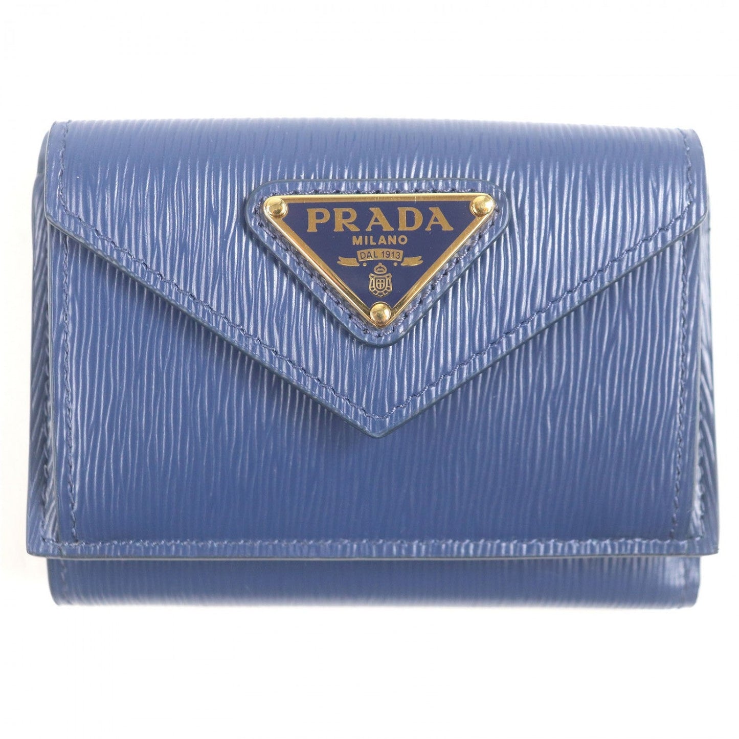 PRADA Tri-fold wallet 1MH021 leather BLUETTE