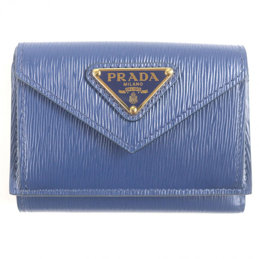 PRADA Tri-fold wallet 1MH021 leather BLUETTE