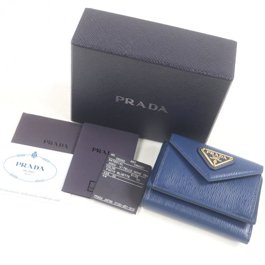 PRADA Tri-fold wallet 1MH021 leather BLUETTE