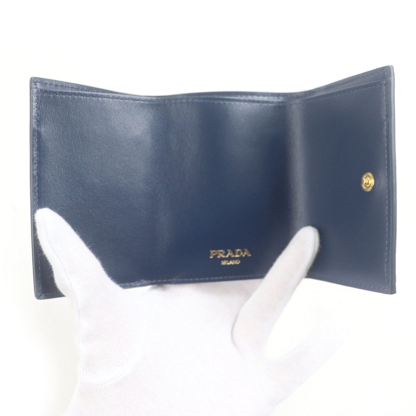 PRADA Tri-fold wallet 1MH021 leather BLUETTE