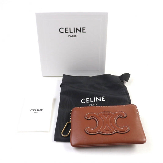 CELINE Coin case Calf leather Brown Cuir Triomphe Coin Purse