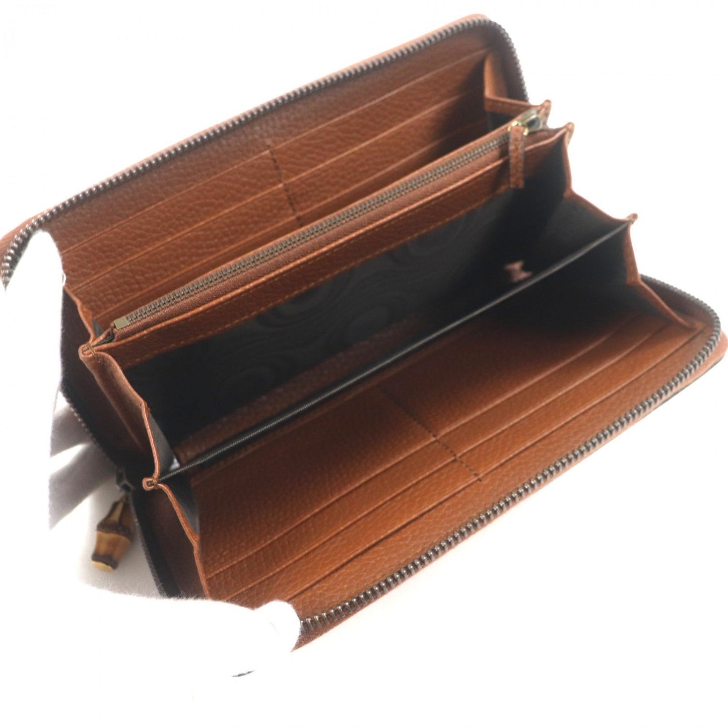 GUCCI Long Wallet Purse 739499 leather Brown Bamboo