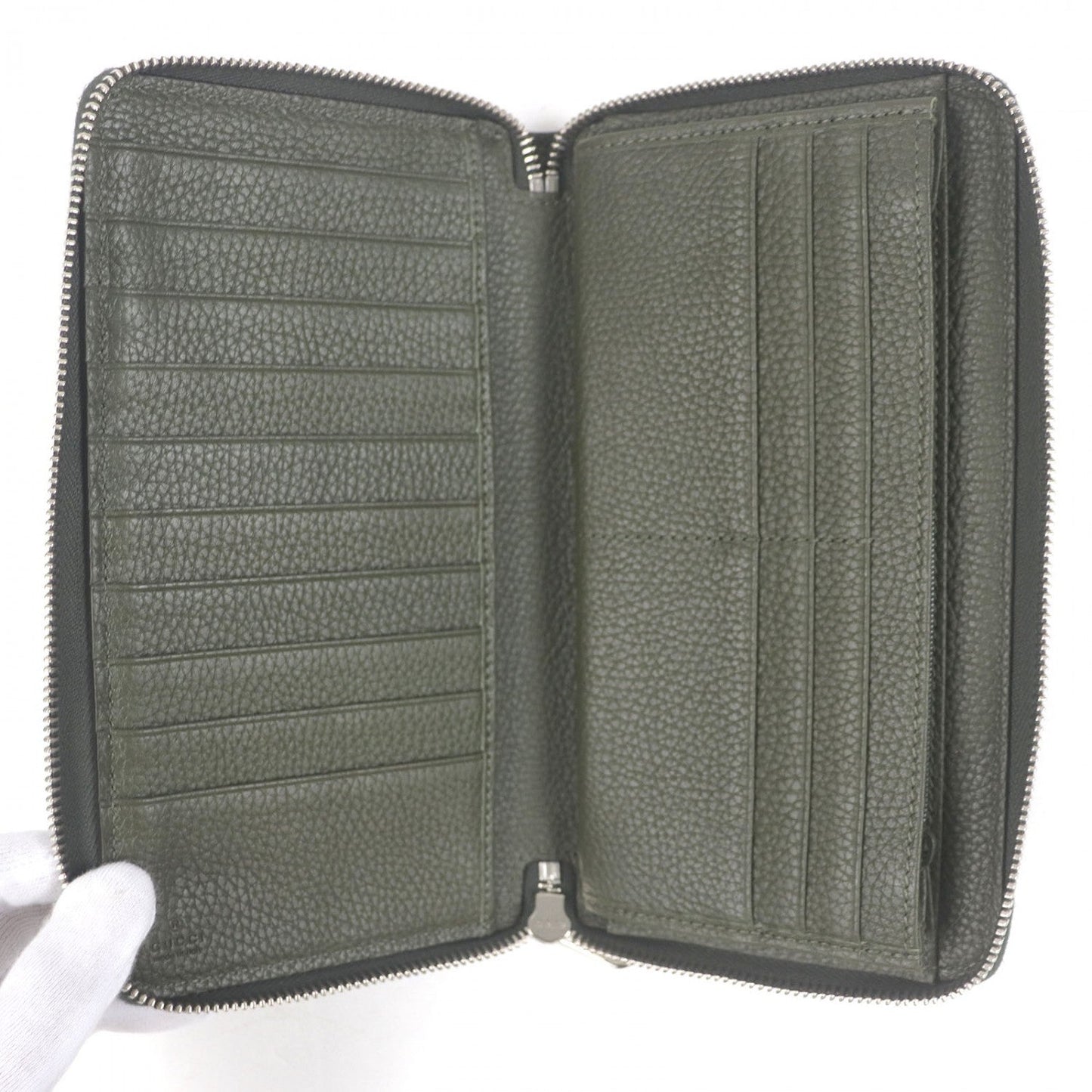 GUCCI Long Wallet Purse leather khaki 739482