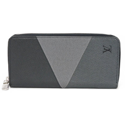 LOUIS VUITTON Long Wallet Purse M30731 Taiga leather (stamped) Noir Grey Trio Color New Zip Around RFID Taiga Zippy Wallet Vertical mens Used Authentic