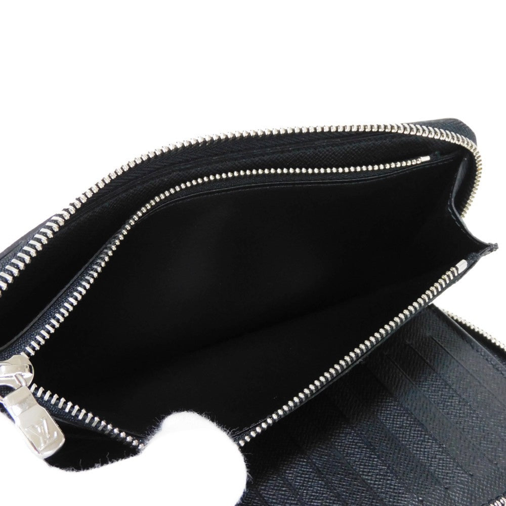 LOUIS VUITTON Long Wallet Purse M30731 Taiga leather (stamped) Noir Grey Trio Color New Zip Around RFID Taiga Zippy Wallet Vertical mens Used Authentic