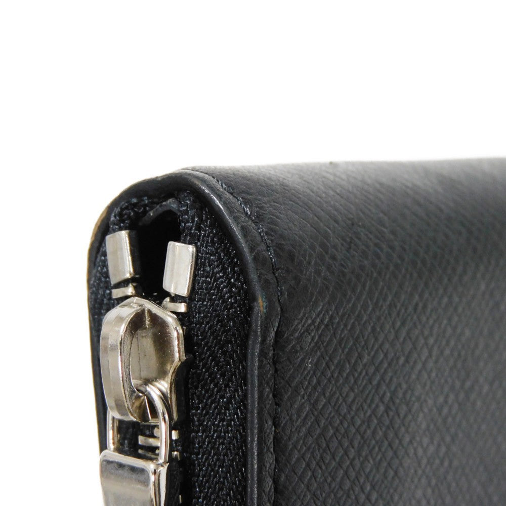 LOUIS VUITTON Long Wallet Purse M30731 Taiga leather (stamped) Noir Grey Trio Color New Zip Around RFID Taiga Zippy Wallet Vertical mens Used Authentic