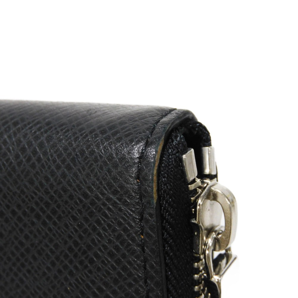 LOUIS VUITTON Long Wallet Purse M30731 Taiga leather (stamped) Noir Grey Trio Color New Zip Around RFID Taiga Zippy Wallet Vertical mens Used Authentic