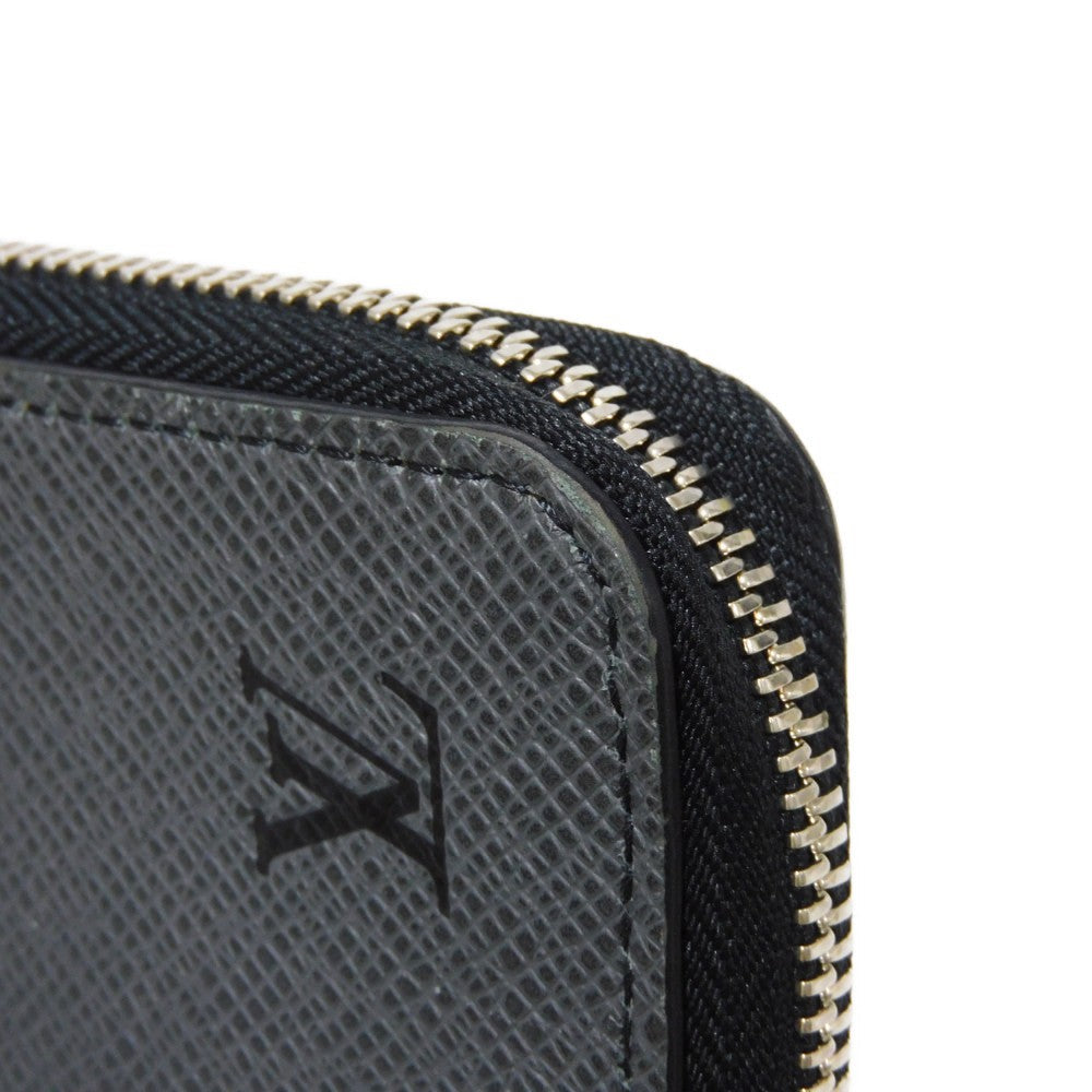 LOUIS VUITTON Long Wallet Purse M30731 Taiga leather (stamped) Noir Grey Trio Color New Zip Around RFID Taiga Zippy Wallet Vertical mens Used Authentic