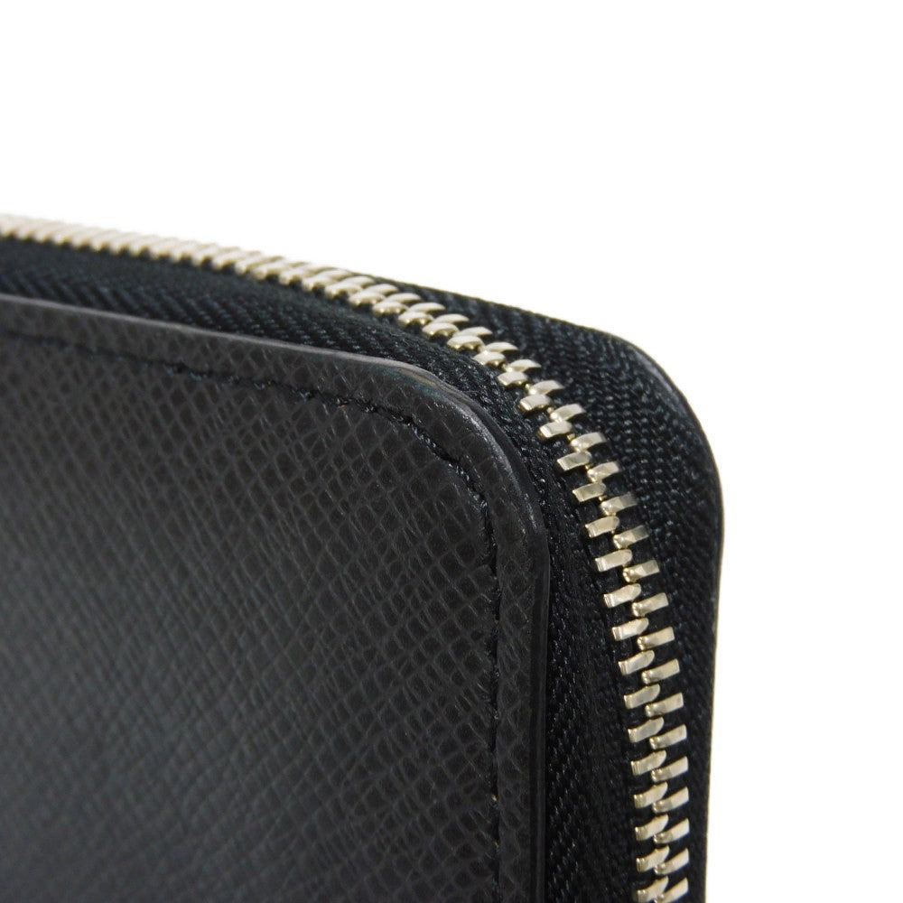 LOUIS VUITTON Long Wallet Purse M30731 Taiga leather (stamped) Noir Grey Trio Color New Zip Around RFID Taiga Zippy Wallet Vertical mens Used Authentic