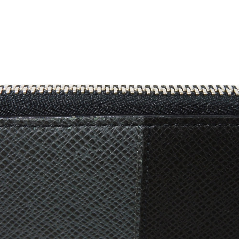 LOUIS VUITTON Long Wallet Purse M30731 Taiga leather (stamped) Noir Grey Trio Color New Zip Around RFID Taiga Zippy Wallet Vertical mens Used Authentic