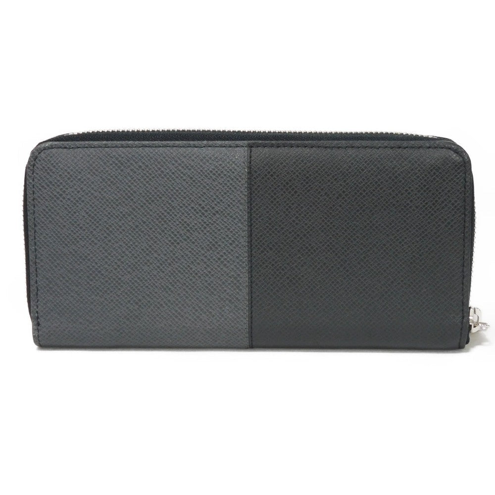 LOUIS VUITTON Long Wallet Purse M30731 Taiga leather (stamped) Noir Grey Trio Color New Zip Around RFID Taiga Zippy Wallet Vertical mens Used Authentic