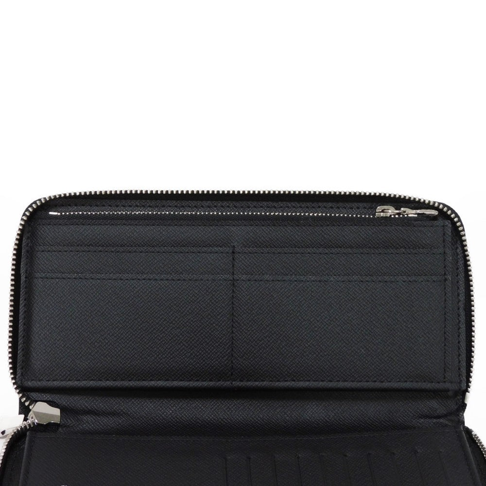 LOUIS VUITTON Long Wallet Purse M30731 Taiga leather (stamped) Noir Grey Trio Color New Zip Around RFID Taiga Zippy Wallet Vertical mens Used Authentic