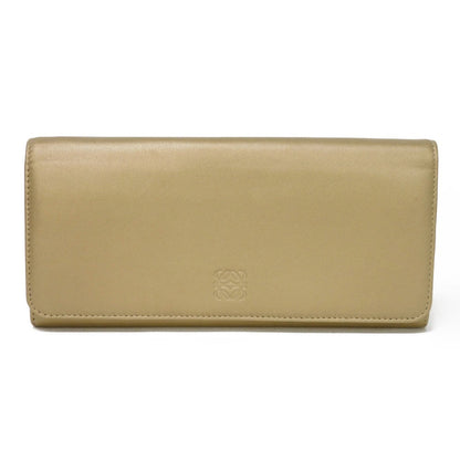 LOEWE Long Wallet Purse 182.82C18 Nappa Dark gold Lambskin wallet Coin case Anagram emboss Long flap wallet unisex(Unisex) Used Authentic