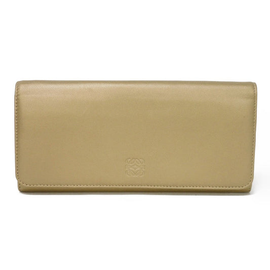 LOEWE Long Wallet Purse 182.82C18 Nappa Dark gold Lambskin wallet Coin case Anagram emboss Long flap wallet unisex(Unisex) Used Authentic