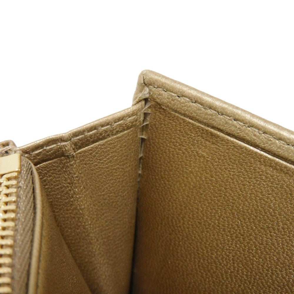 LOEWE Long Wallet Purse 182.82C18 Nappa Dark gold Lambskin wallet Coin case Anagram emboss Long flap wallet unisex(Unisex) Used Authentic