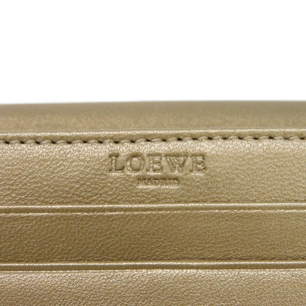 LOEWE Long Wallet Purse 182.82C18 Nappa Dark gold Lambskin wallet Coin case Anagram emboss Long flap wallet unisex(Unisex) Used Authentic