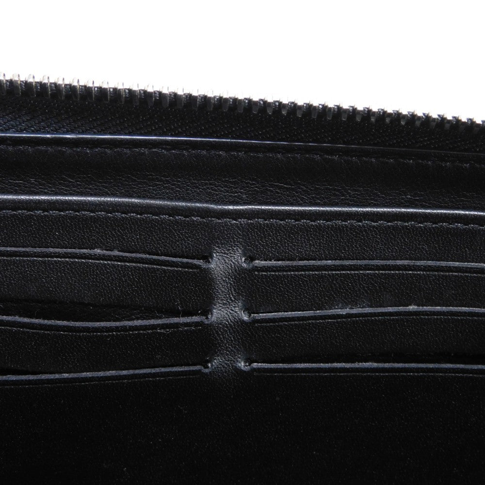 LOUIS VUITTON Long Wallet Purse M61867 Mahina leather (stamped) Noir LV Logo Flower Perforation Punching Black Monogram Mahina Zippy wallet mens(Unisex) Used Authentic