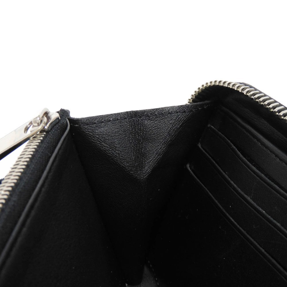 LOUIS VUITTON Long Wallet Purse M61867 Mahina leather (stamped) Noir LV Logo Flower Perforation Punching Black Monogram Mahina Zippy wallet mens(Unisex) Used Authentic
