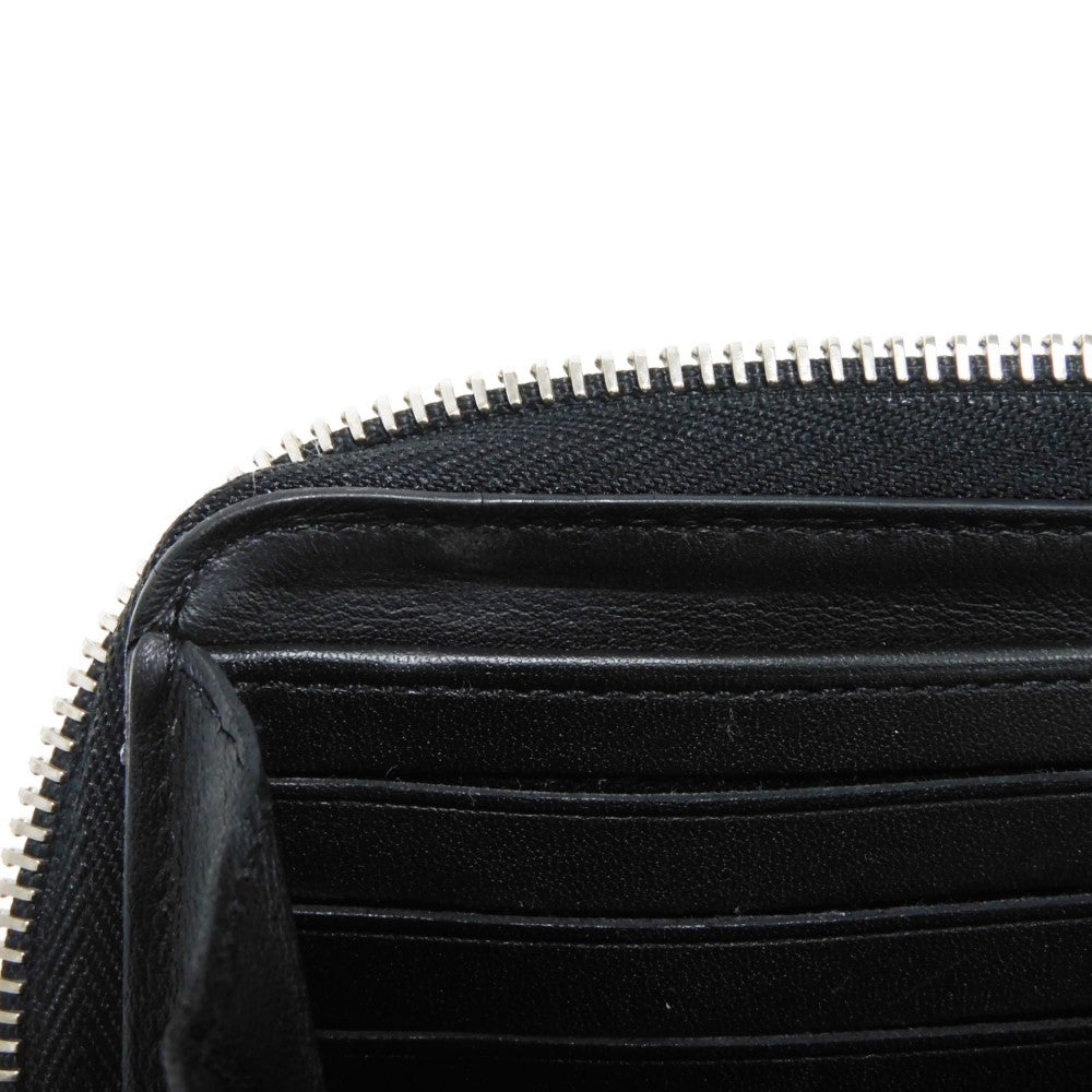 LOUIS VUITTON Long Wallet Purse M61867 Mahina leather (stamped) Noir LV Logo Flower Perforation Punching Black Monogram Mahina Zippy wallet mens(Unisex) Used Authentic