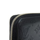 LOUIS VUITTON Long Wallet Purse M61867 Mahina leather (stamped) Noir LV Logo Flower Perforation Punching Black Monogram Mahina Zippy wallet mens(Unisex) Used Authentic
