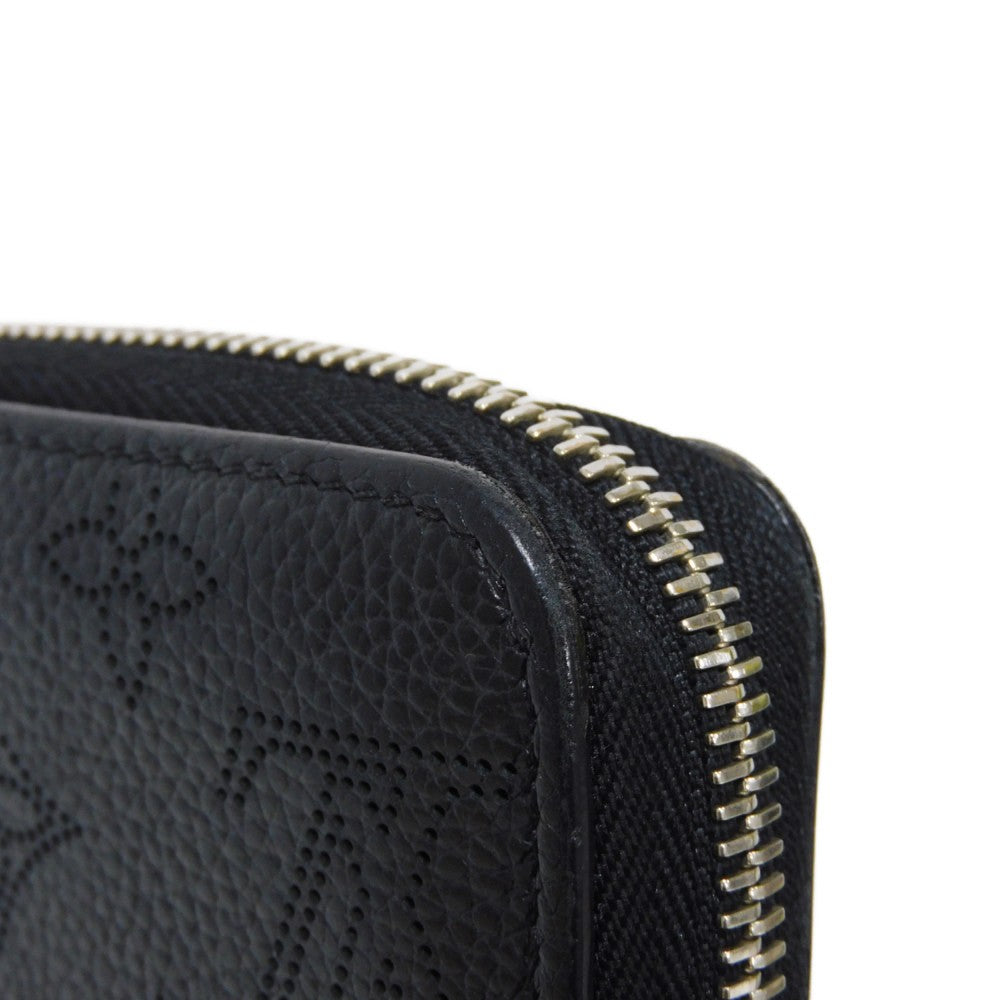 LOUIS VUITTON Long Wallet Purse M61867 Mahina leather (stamped) Noir LV Logo Flower Perforation Punching Black Monogram Mahina Zippy wallet mens(Unisex) Used Authentic