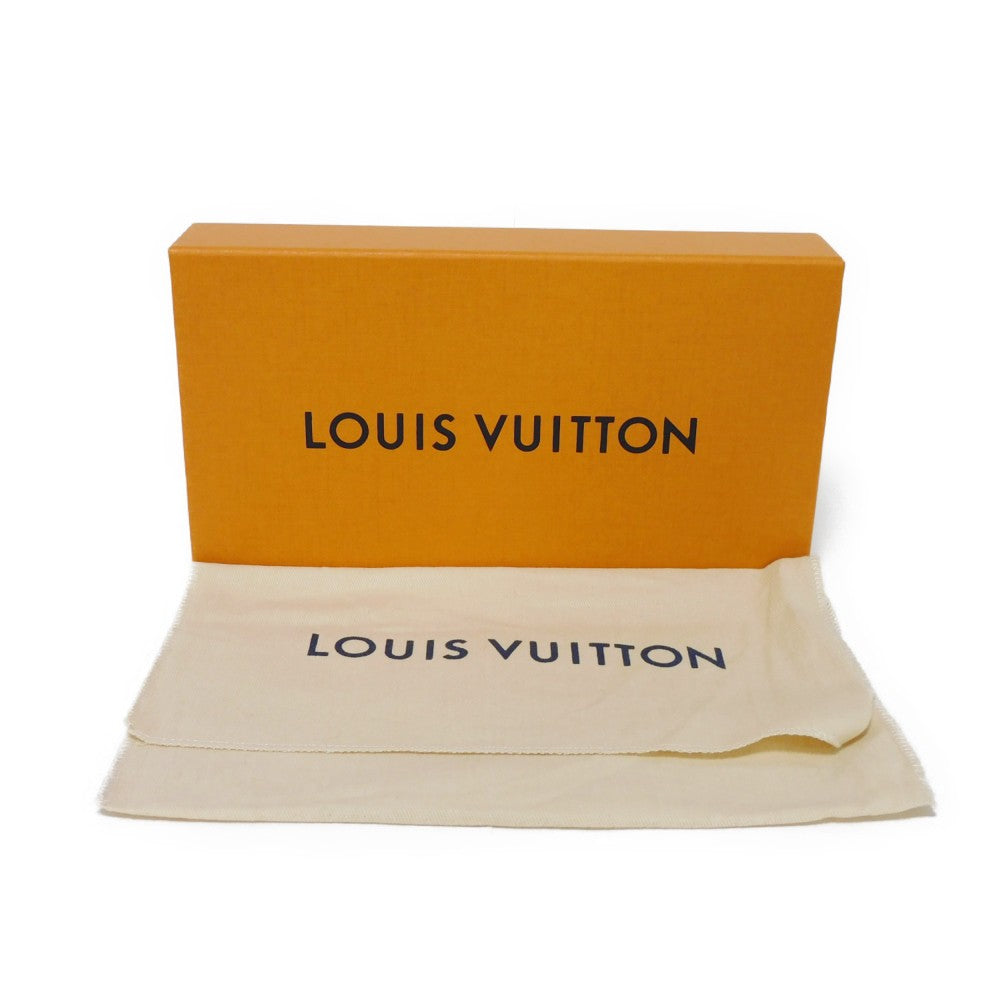 LOUIS VUITTON Long Wallet Purse M61867 Mahina leather (stamped) Noir LV Logo Flower Perforation Punching Black Monogram Mahina Zippy wallet mens(Unisex) Used Authentic