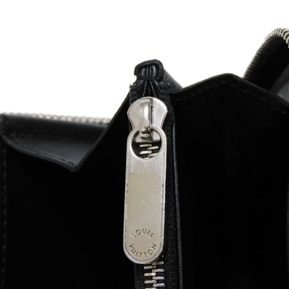 LOUIS VUITTON Long Wallet Purse M61867 Mahina leather (stamped) Noir LV Logo Flower Perforation Punching Black Monogram Mahina Zippy wallet mens(Unisex) Used Authentic