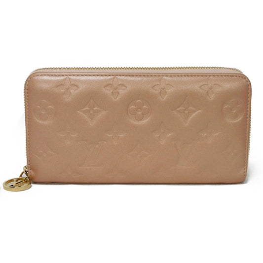 LOUIS VUITTON Long Wallet Purse M81708 Lamb leather (monogram type push) x calf leather Rose gold Monogram emboss Zippy wallet