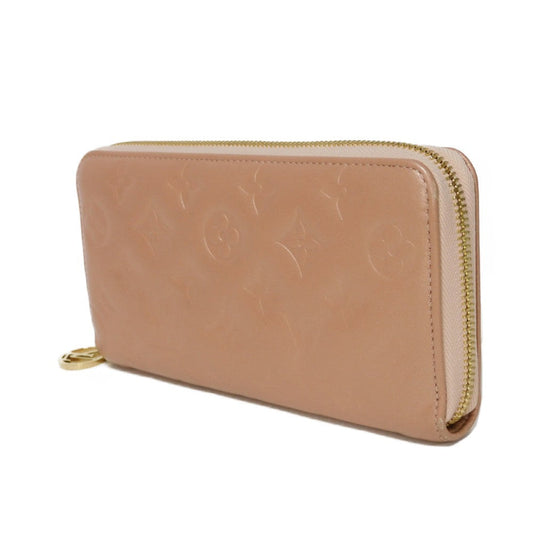 LOUIS VUITTON Long Wallet Purse M81708 Lamb leather (monogram type push) x calf leather Rose gold Monogram emboss Zippy wallet