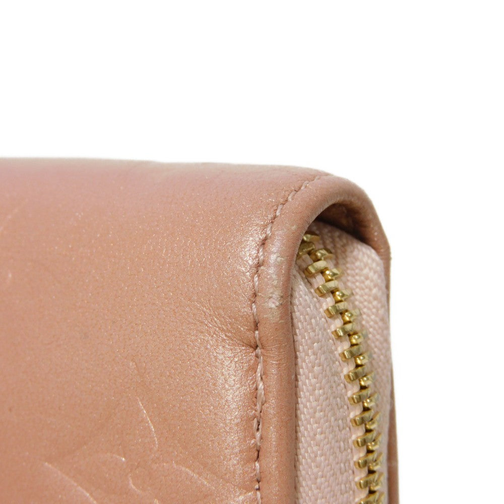 LOUIS VUITTON Long Wallet Purse M81708 Lamb leather (monogram type push) x calf leather Rose gold Monogram emboss Zippy wallet