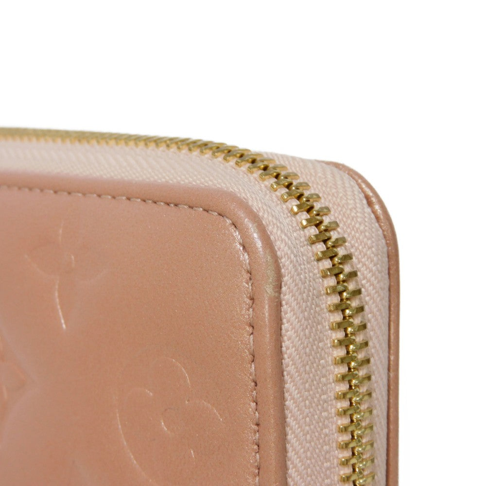 LOUIS VUITTON Long Wallet Purse M81708 Lamb leather (monogram type push) x calf leather Rose gold Monogram emboss Zippy wallet