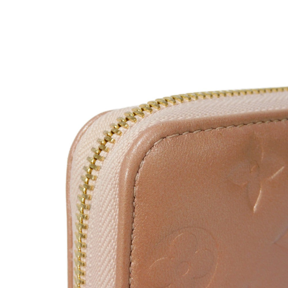LOUIS VUITTON Long Wallet Purse M81708 Lamb leather (monogram type push) x calf leather Rose gold Monogram emboss Zippy wallet