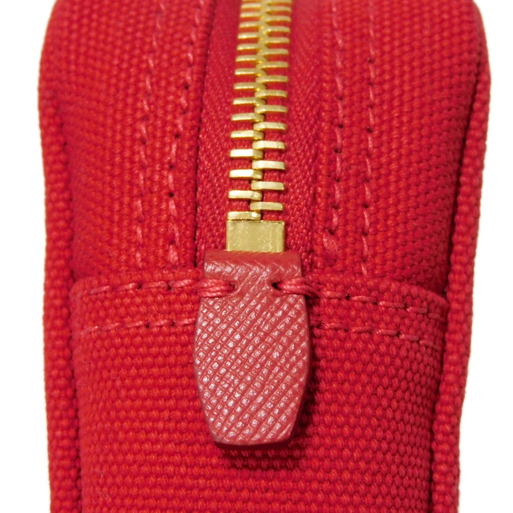 PRADA Clutch bag 1NA021 20L F0N50 cotton Rosso Red Stripe Unused logo Canapa pouch unisex(Unisex) Used Authentic