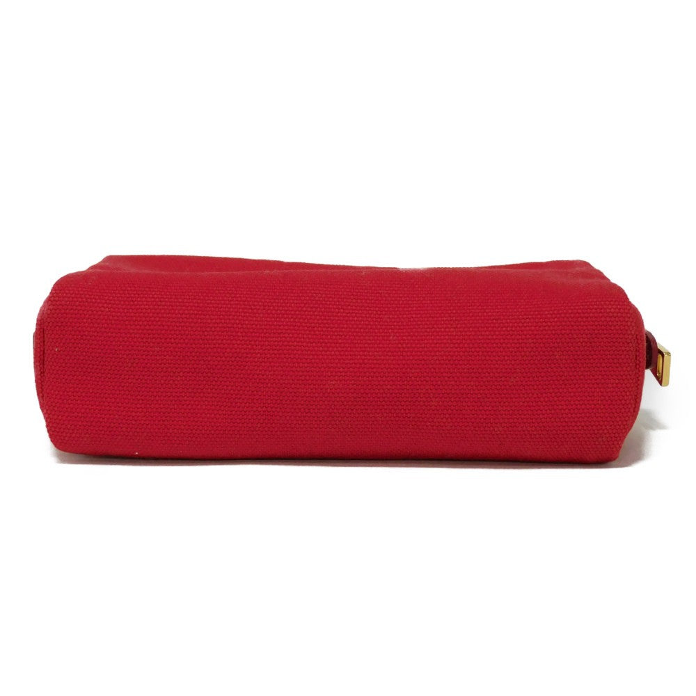 PRADA Clutch bag 1NA021 20L F0N50 cotton Rosso Red Stripe Unused logo Canapa pouch unisex(Unisex) Used Authentic