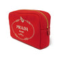 PRADA Clutch bag 1NA021 20L F0N50 cotton Rosso Red Stripe Unused logo Canapa pouch unisex(Unisex) Used Authentic