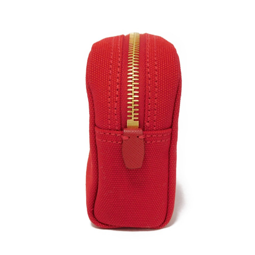 PRADA Clutch bag 1NA021 20L F0N50 cotton Rosso Red Stripe Unused logo Canapa pouch unisex(Unisex) Used Authentic