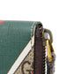 GUCCI Coin case 429232 GG Supreme canvas (polyurethane processing) x Calfskin leather beige Chevron Web Stripe Green GG Supreme compact zip around wallet unisex(Unisex) Used Authentic