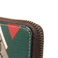 GUCCI Coin case 429232 GG Supreme canvas (polyurethane processing) x Calfskin leather beige Chevron Web Stripe Green GG Supreme compact zip around wallet unisex(Unisex) Used Authentic