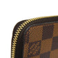 LOUIS VUITTON Long Wallet Purse N41661 Damier canvas x grain leather (embossed) Ebene logo brown new zip around checkered pattern louis vuitton Damier Zippy wallet unisex(Unisex) Used Authentic