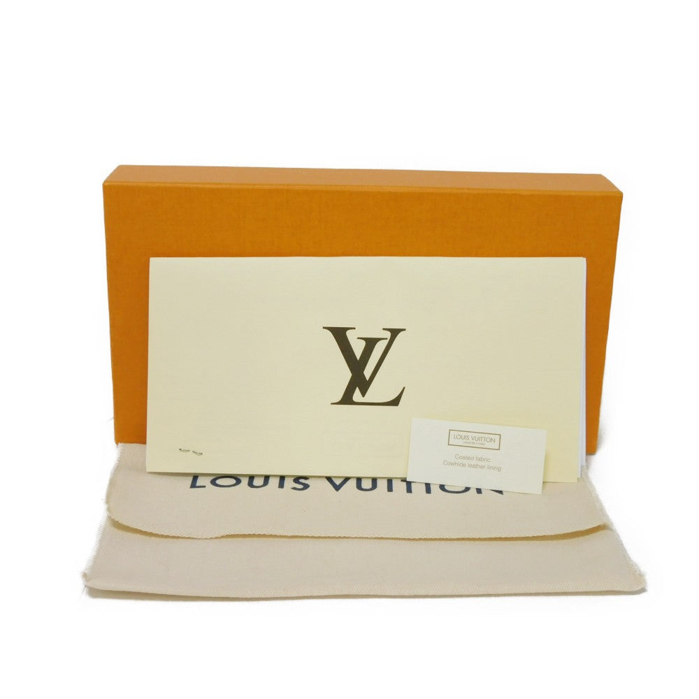 LOUIS VUITTON Long Wallet Purse N41661 Damier canvas x grain leather (embossed) Ebene logo brown new zip around checkered pattern louis vuitton Damier Zippy wallet unisex(Unisex) Used Authentic