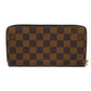 LOUIS VUITTON Long Wallet Purse N41661 Damier canvas x grain leather (embossed) Ebene logo brown new zip around checkered pattern louis vuitton Damier Zippy wallet unisex(Unisex) Used Authentic