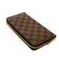 LOUIS VUITTON Long Wallet Purse N41661 Damier canvas x grain leather (embossed) Ebene logo brown new zip around checkered pattern louis vuitton Damier Zippy wallet unisex(Unisex) Used Authentic