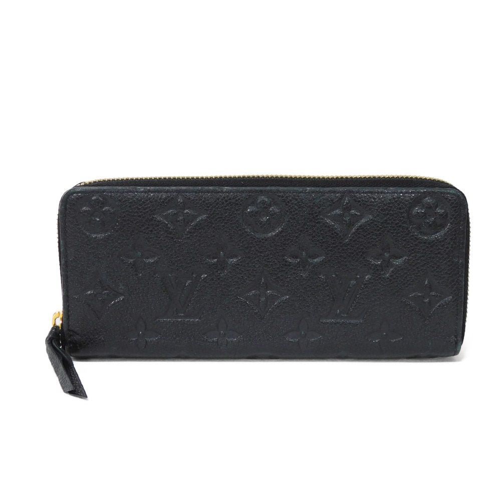 LOUIS VUITTON Long Wallet Purse M60171 Implant leather (monogram embossed) Noir LV Logo Black Zip Around Monogram Unplant Portefeuille Clemence unisex(Unisex) Used Authentic
